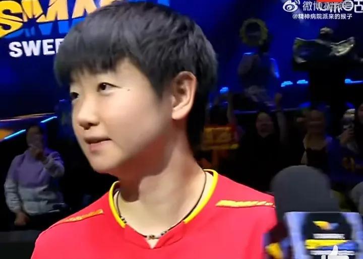 夺冠后的孙颖莎🇨🇳接受内场采访！孙颖莎现场秀了英语:Thankyoue