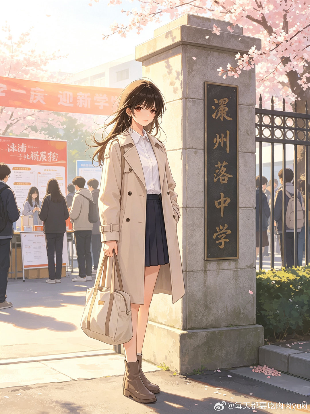 #王者荣耀#当峡谷角色走进现实校园，脱下战衣换上学院装束。迎着朝阳踏入校门，于走廊捕捉课间闲暇，雨后