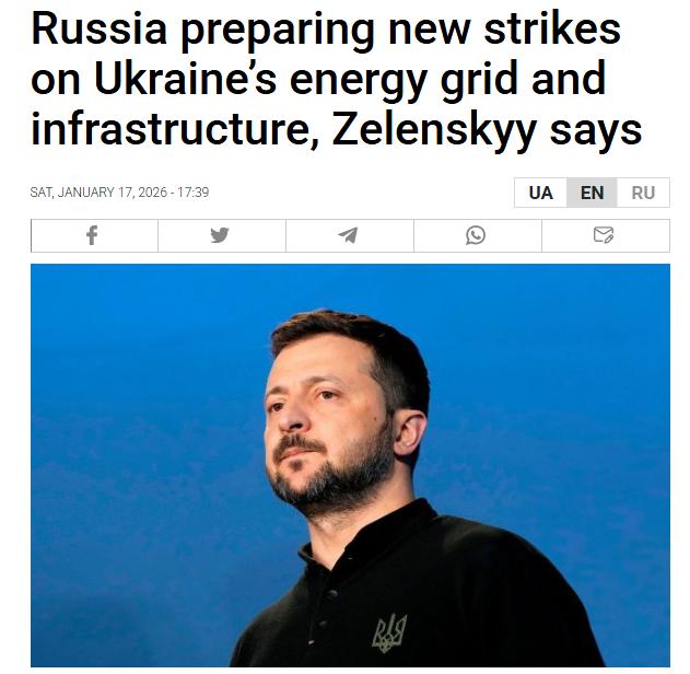 乌克兰总统泽连斯基表示，乌克兰情报部门掌握了有关俄罗斯准备对乌克兰能源部门和基础