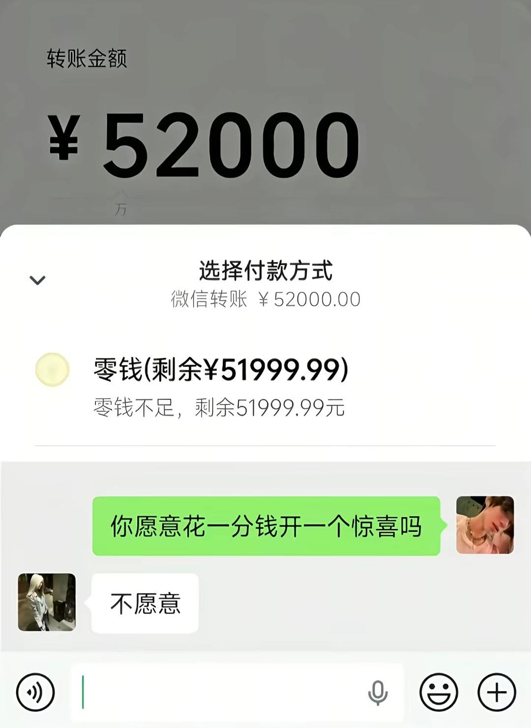 给钱都不愿意接受表白，那对面应该是除了钱没什么优点了