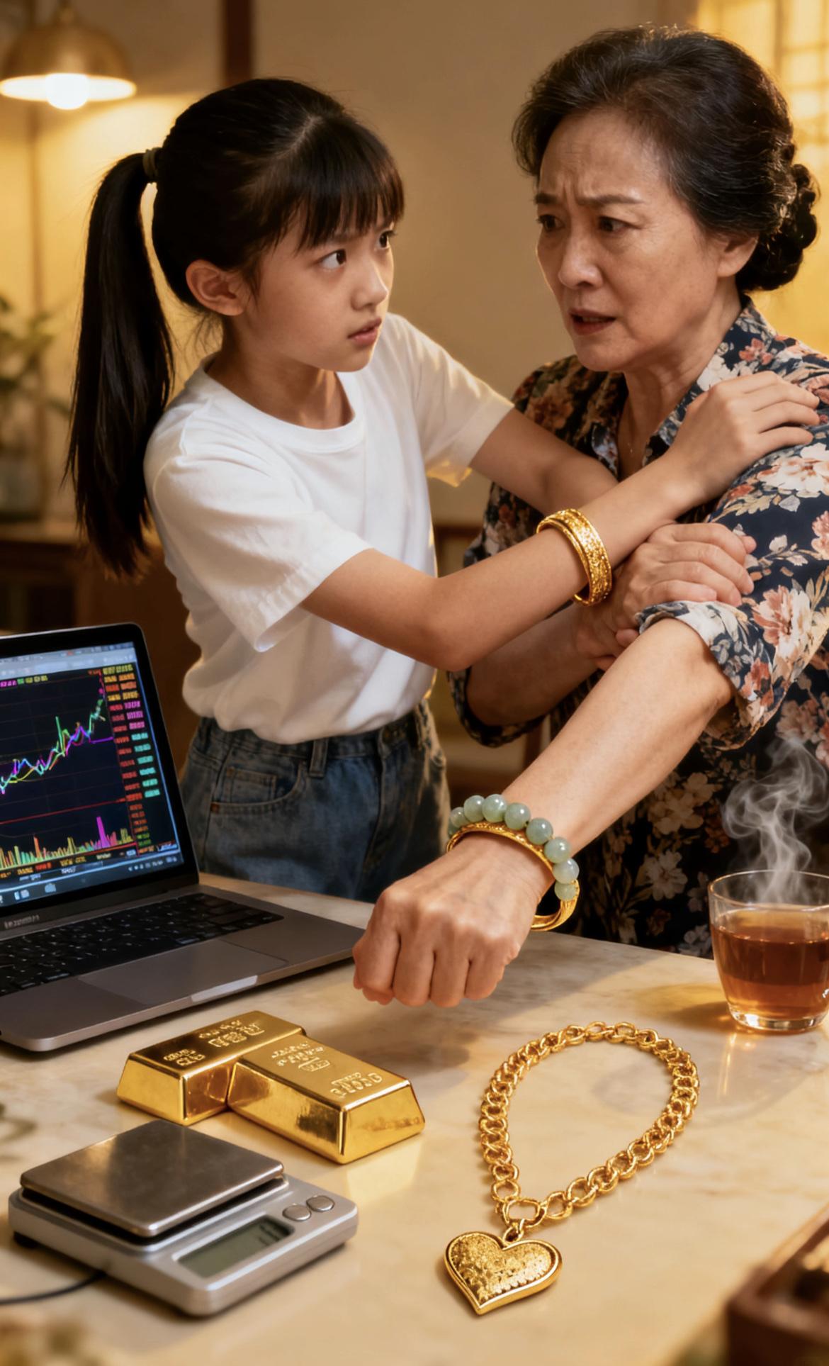 今天早饭都没吃安生：我妈翻出前年500一克抢的金镯子，说现在金价都快900了，赶