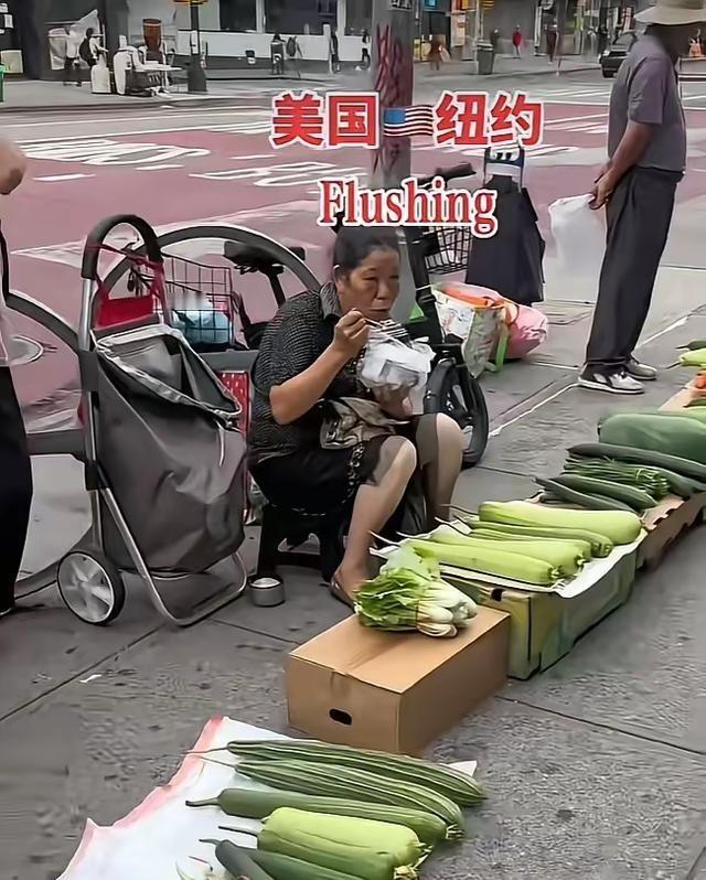 纽约法拉盛街头惊现中国大妈摆摊卖菜！网友炸锅了：有人喊“攻占美国”，有人吐槽“不