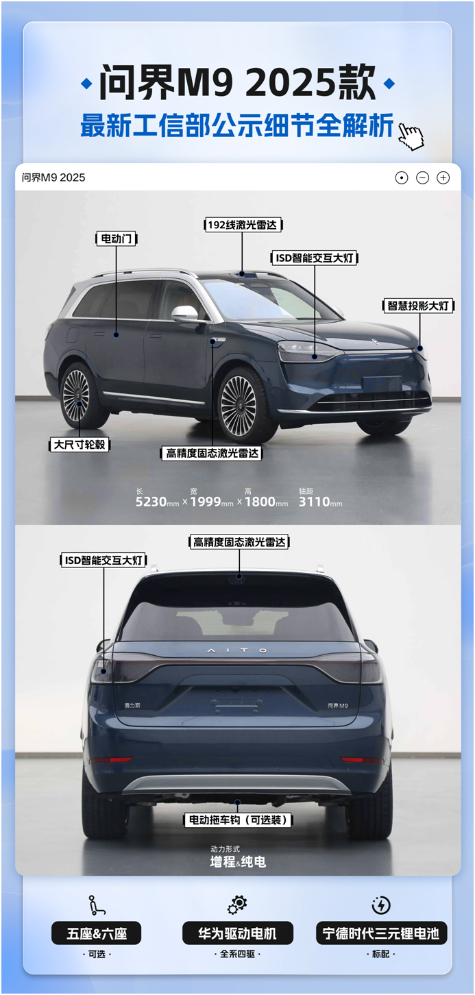 问界M9即将迎来新款，继续制霸豪车榜问界M92025款亮相工信部，这就像是学霸