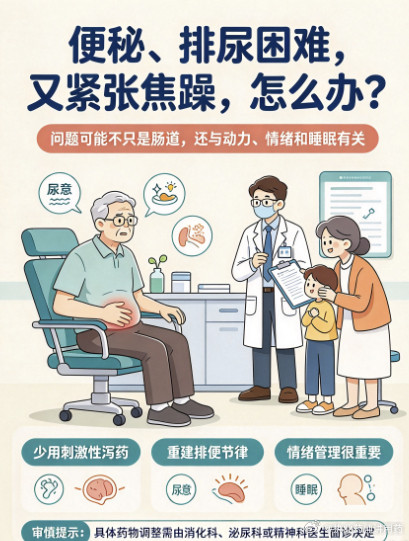 用药指南==大小便困难，精神非常紧张，怎么办？主诉：我父亲从2010年开始便秘，连续吃了2年的芦荟胶