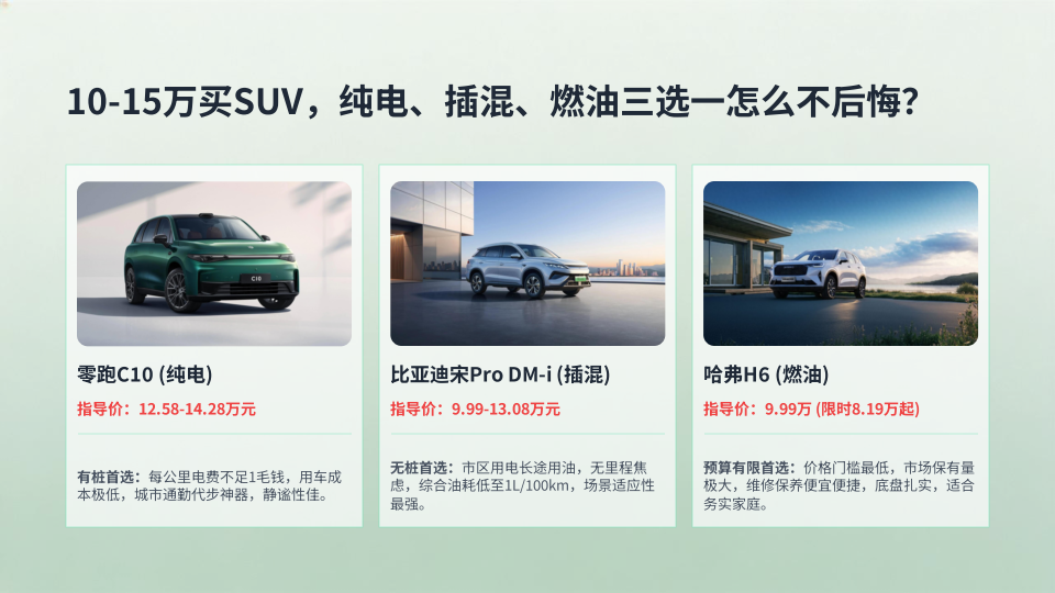 10-15万买SUV，纯电、插混、燃油三选一怎么不后悔？纯电：零跑C10（12.58-14.28万元