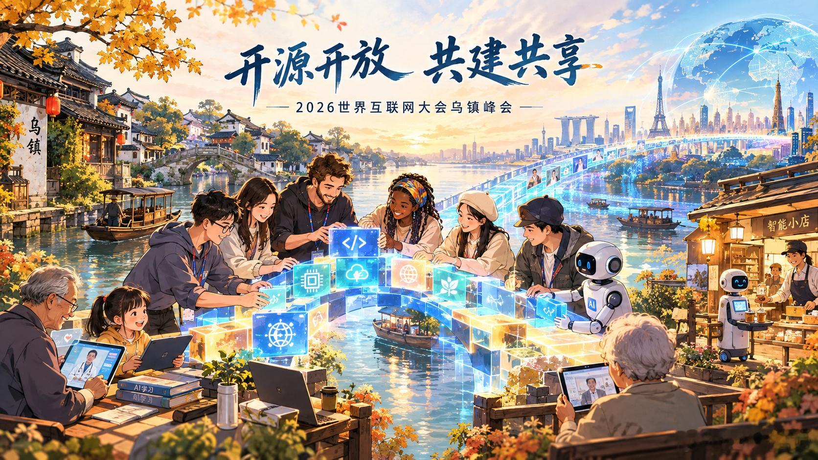 2026年世界互联网大会乌镇峰会以前来乌镇是看小桥流水，现在走在街头，AI、数