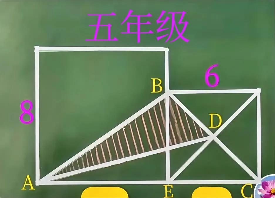 “再简单的题，也总会有人不会做！”这是一道小学五年级数学基础题：如图，两个正方形
