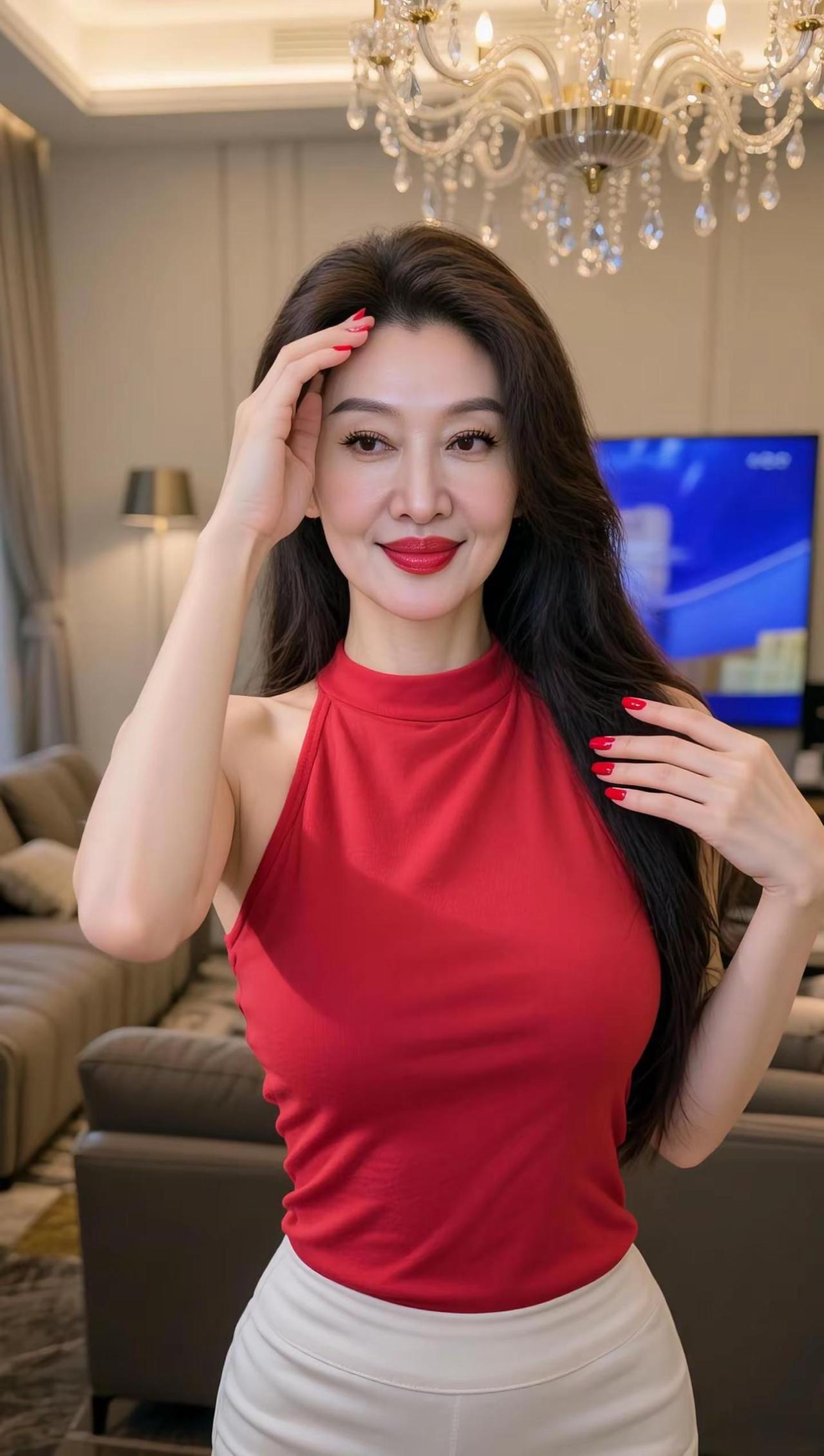 什么是女人味？AI红衫居家照