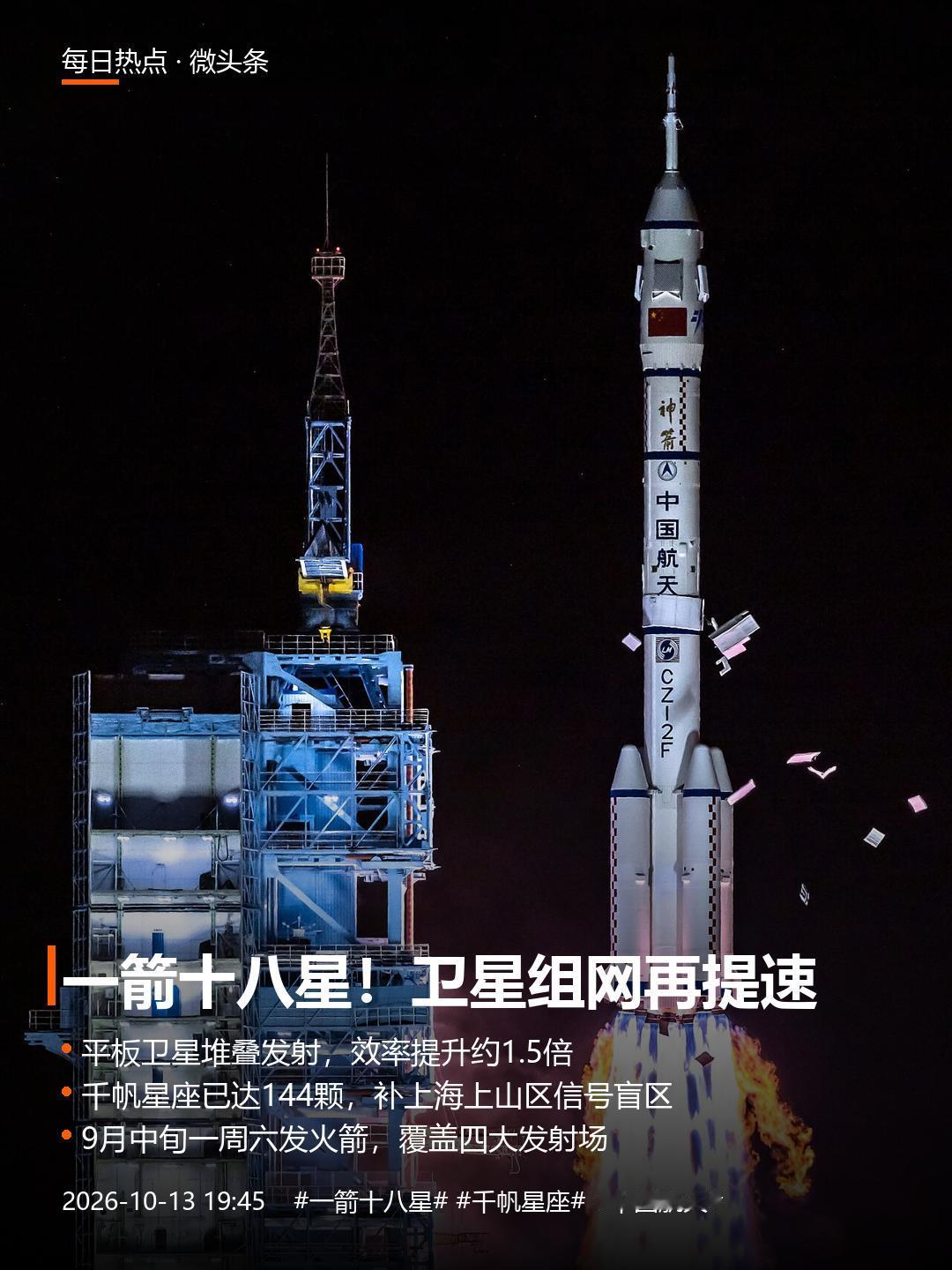 一箭十八星：一次上天十八颗卫星，咱们追"星链"的路子越来越顺了刷到"一箭十八星