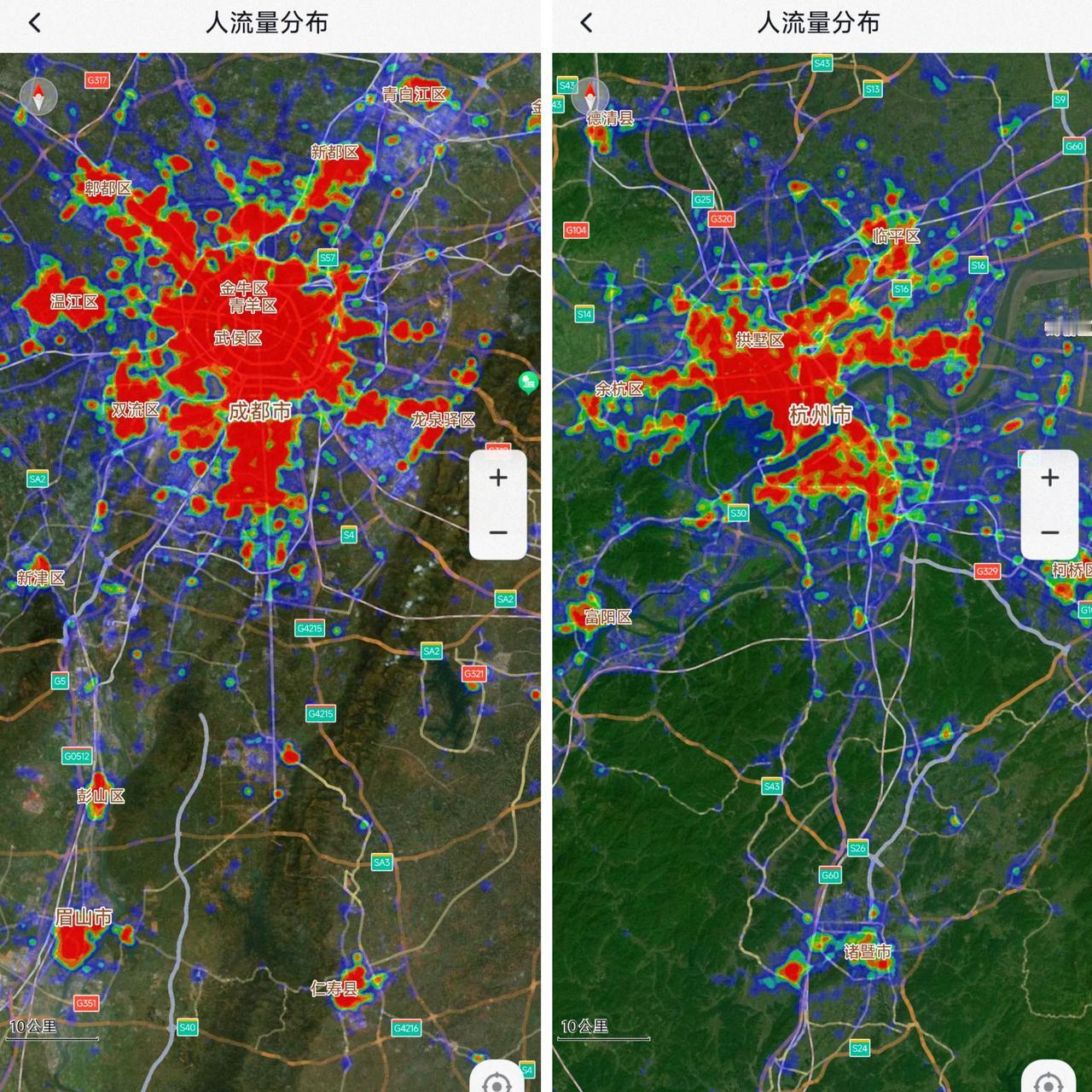 虽然成都与杭州是综合实力最强的两座新一线城市，地铁里程排名靠前，但是市区面积还是