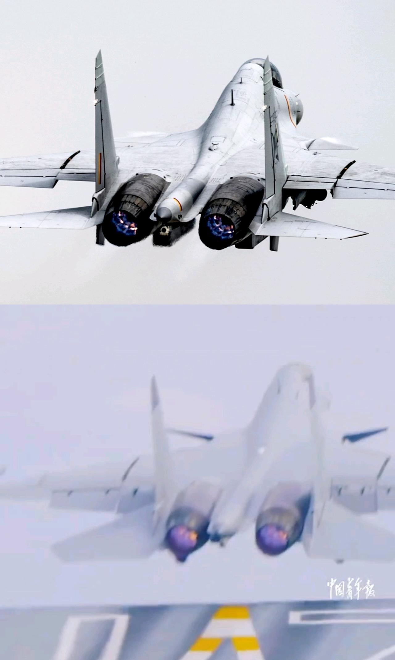 歼-15DT/DH同角度性感机背，同时也从一些细节区分两者😘可