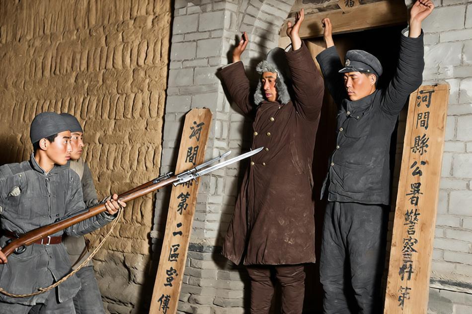 这张照片拍摄于1945年3月，河北省河间县城，由晋察冀画报社战地摄影记者在战斗结