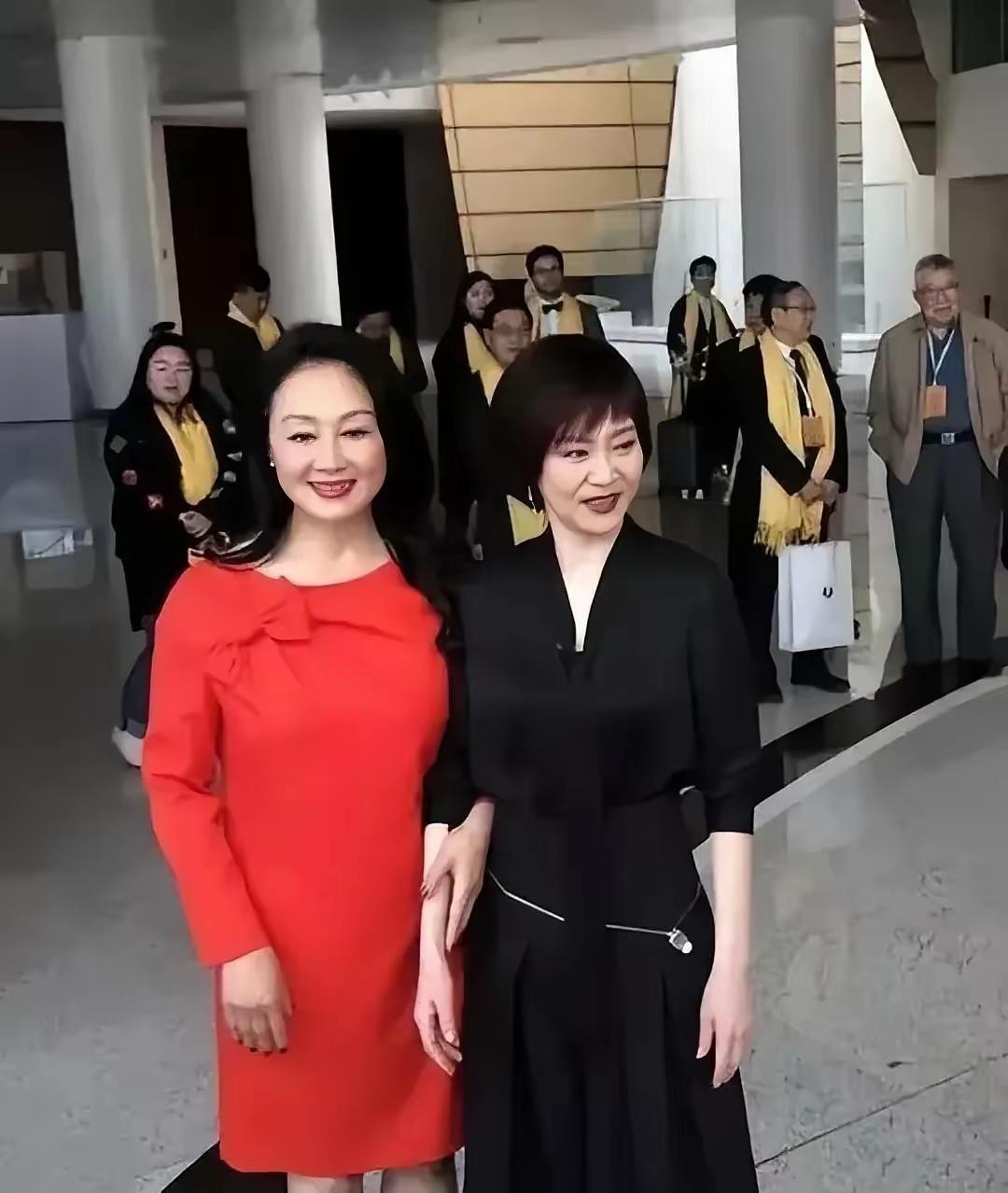 63岁的刘雪华与60岁的王姬同框，刘雪华气质绝佳，王姬却显得俗气。王姬怎么也穿