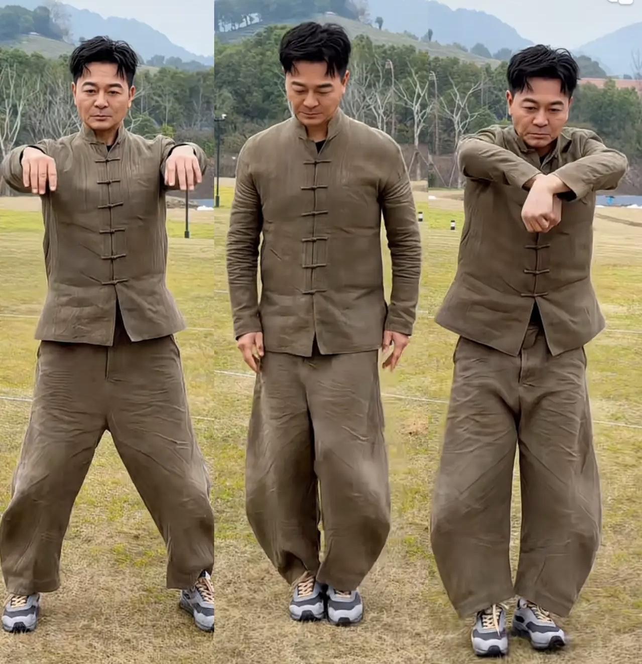 到底谁发明的弯刀裤啊，大明星穿上也丑的不行，吴樾穿着它练太极，本来练的很认真，偏