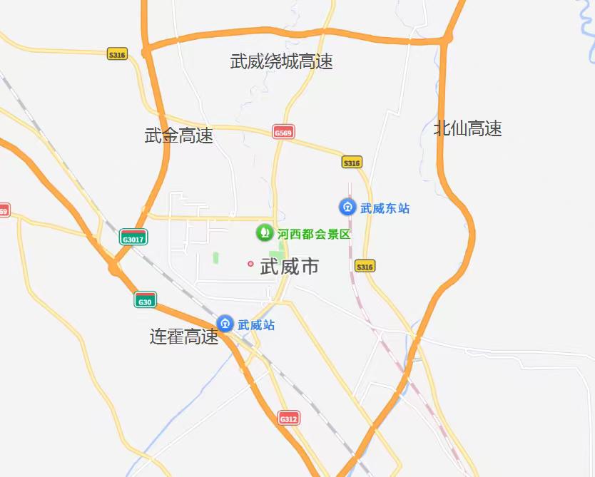 甘肃武威环城高速是依托多条高速路网拼接合围形成的环形通道，环线周长约70