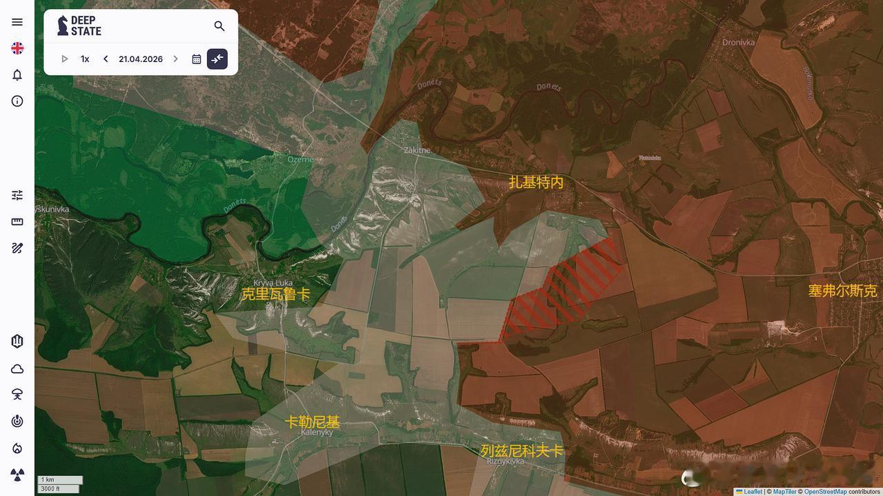 乌克兰官方信源DEEPSTATEMAP4月21日更新一、斯拉夫扬斯