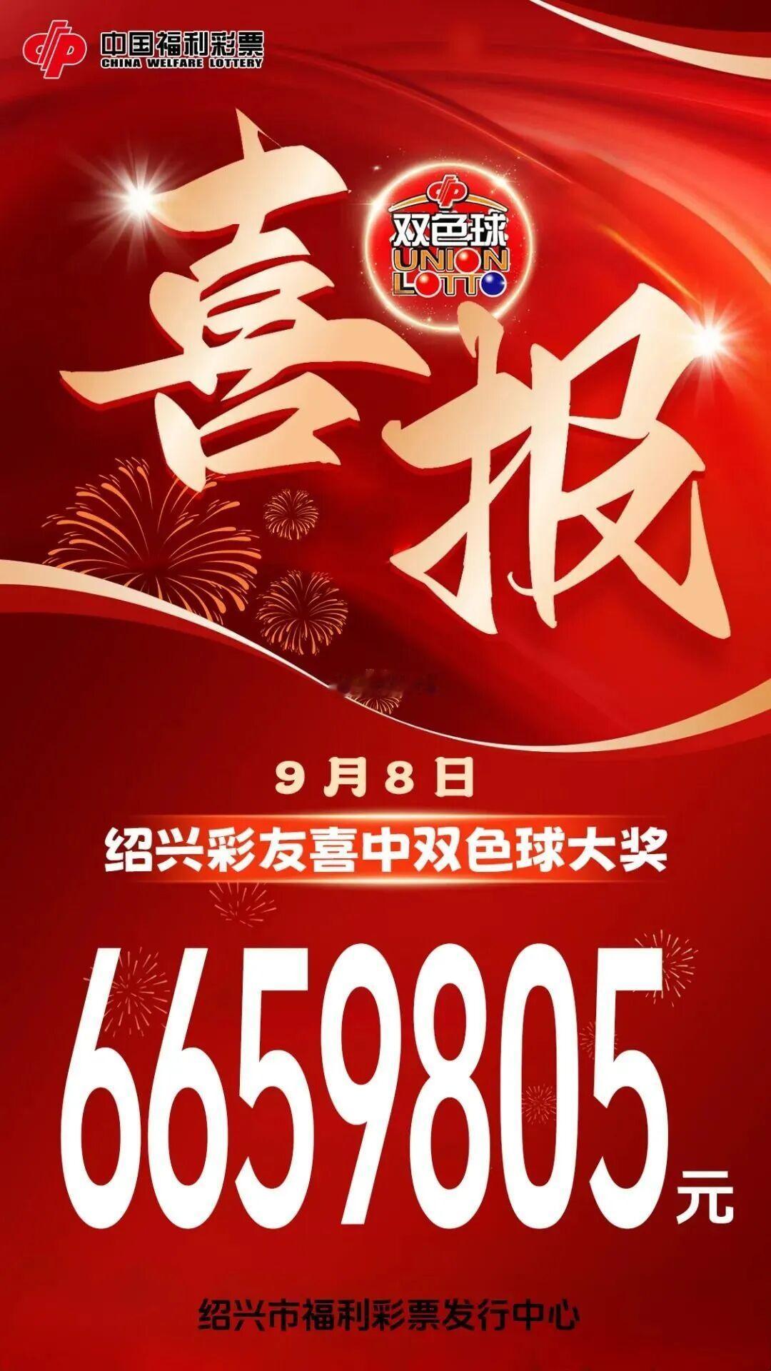 【9月8日，绍兴市再次开出双色球头奖！】双色球第2026104期开奖，绍兴柯桥区