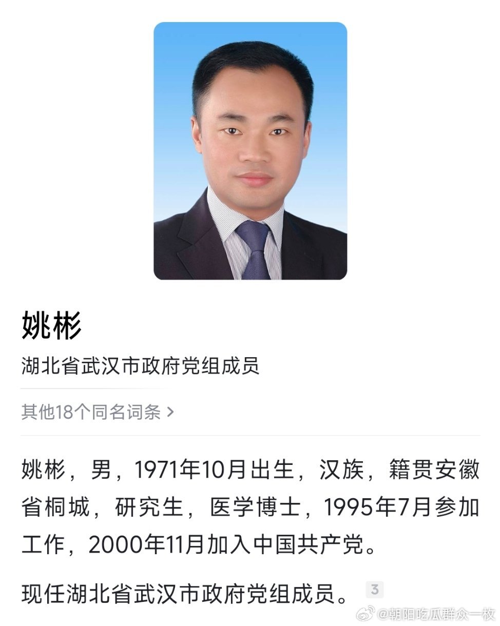 姚彬已任武汉市政府党组成员。