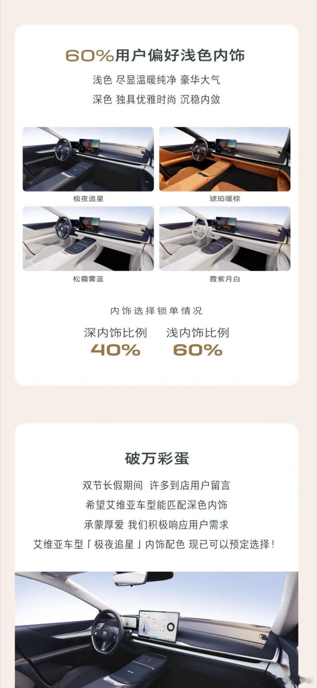 别克主打一个听劝用户吐槽艾维亚内饰颜色太单一节后马上安排深色内饰给别克点赞👍别