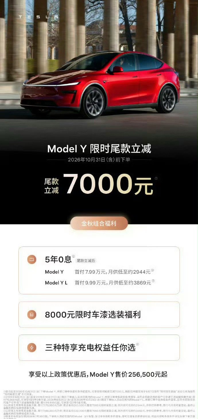 特斯拉Model3Y中秋降价特斯拉中秋这波活动有点意思！Model3尾款直接减5