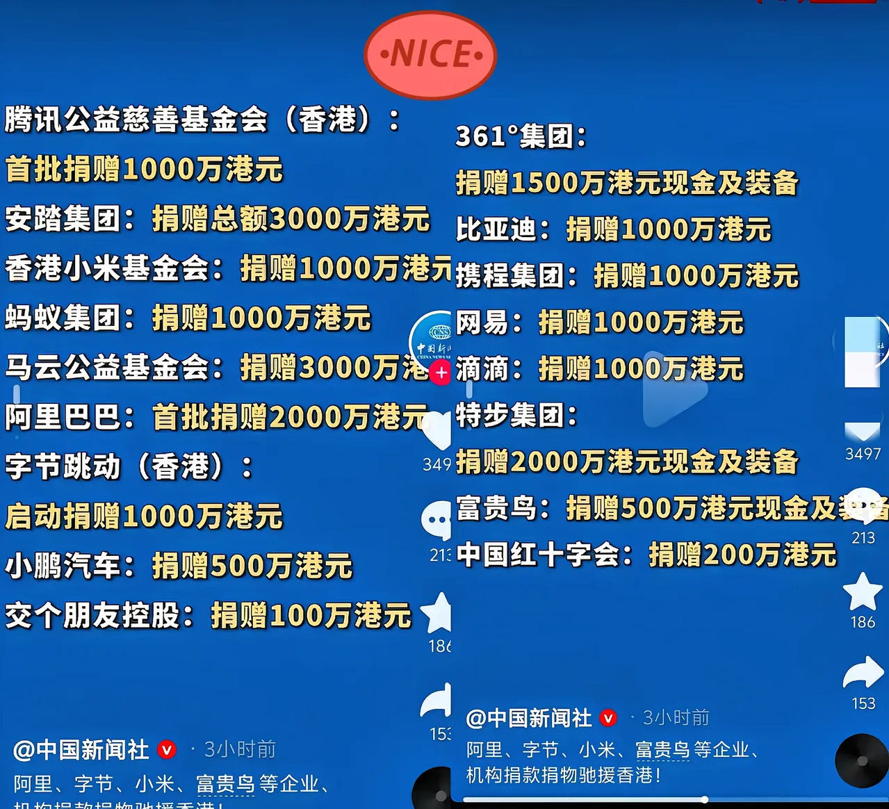 此次捐款的企业里好像没有赌王家族和整天在镜头蹦哒的向太家。赌王家不说，如果这