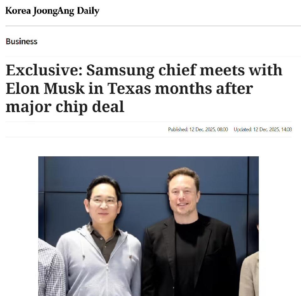 三星的老板李在镕，这周在美国见了特斯拉的马斯克。二人见面地点选在了三星位于美