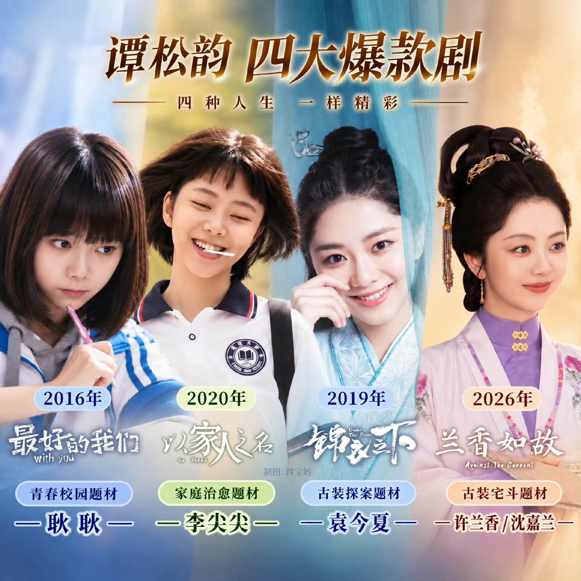 #谭松韵流量花长相争议#嫉妒使人疯狂。闹麻了，打不过兰香如故，把谭姐另三部代表作，全部开除爆籍。。。