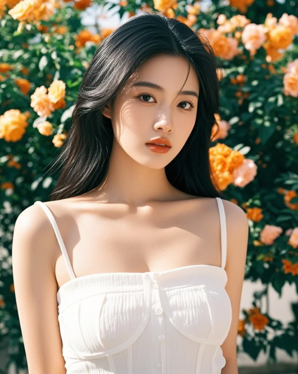 花径深处藏仙子，镜头定格她与自然的灵动共生
