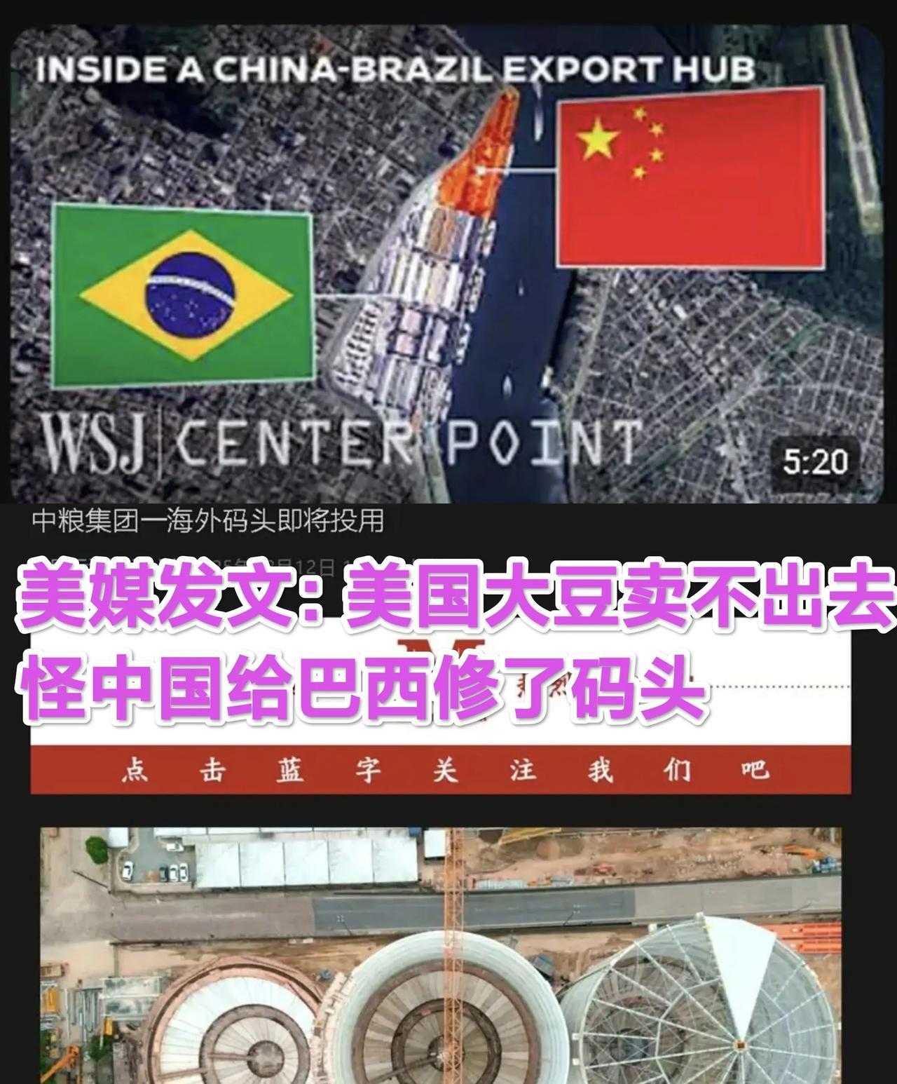 《华尔街日报》发文表示：美国大豆卖不出去，就怪中国给巴西修建的粮农码头！巴西网