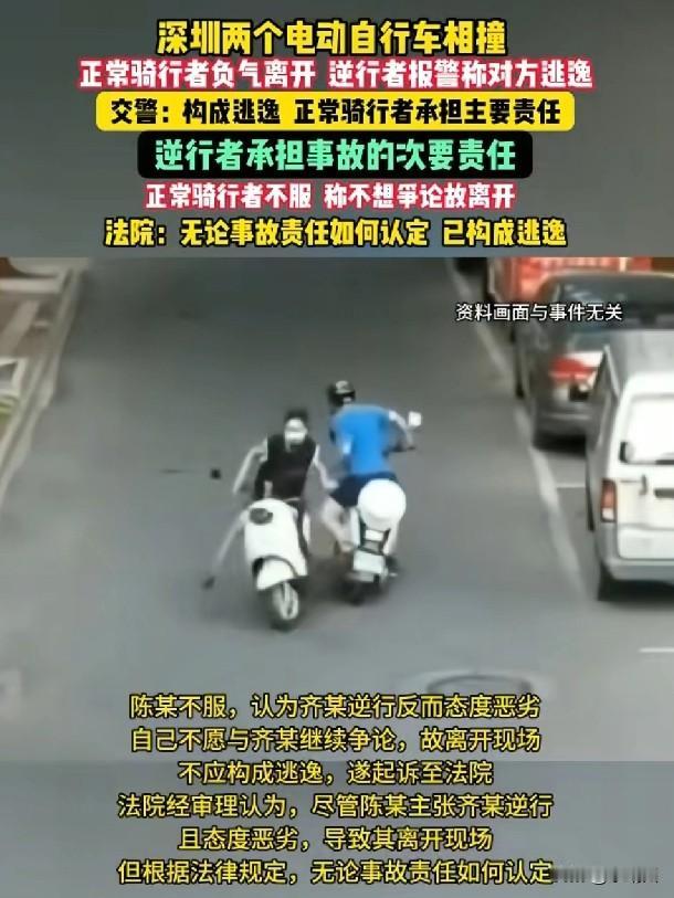一气之下“跑路”,理直气壮变理亏!这下亏大了。深圳俩电动车相撞,正常骑行那位