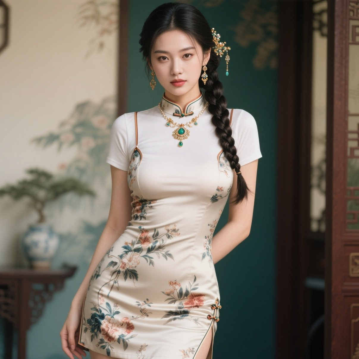娇娥含笑倚红妆，丰韵娉婷魅惑长
