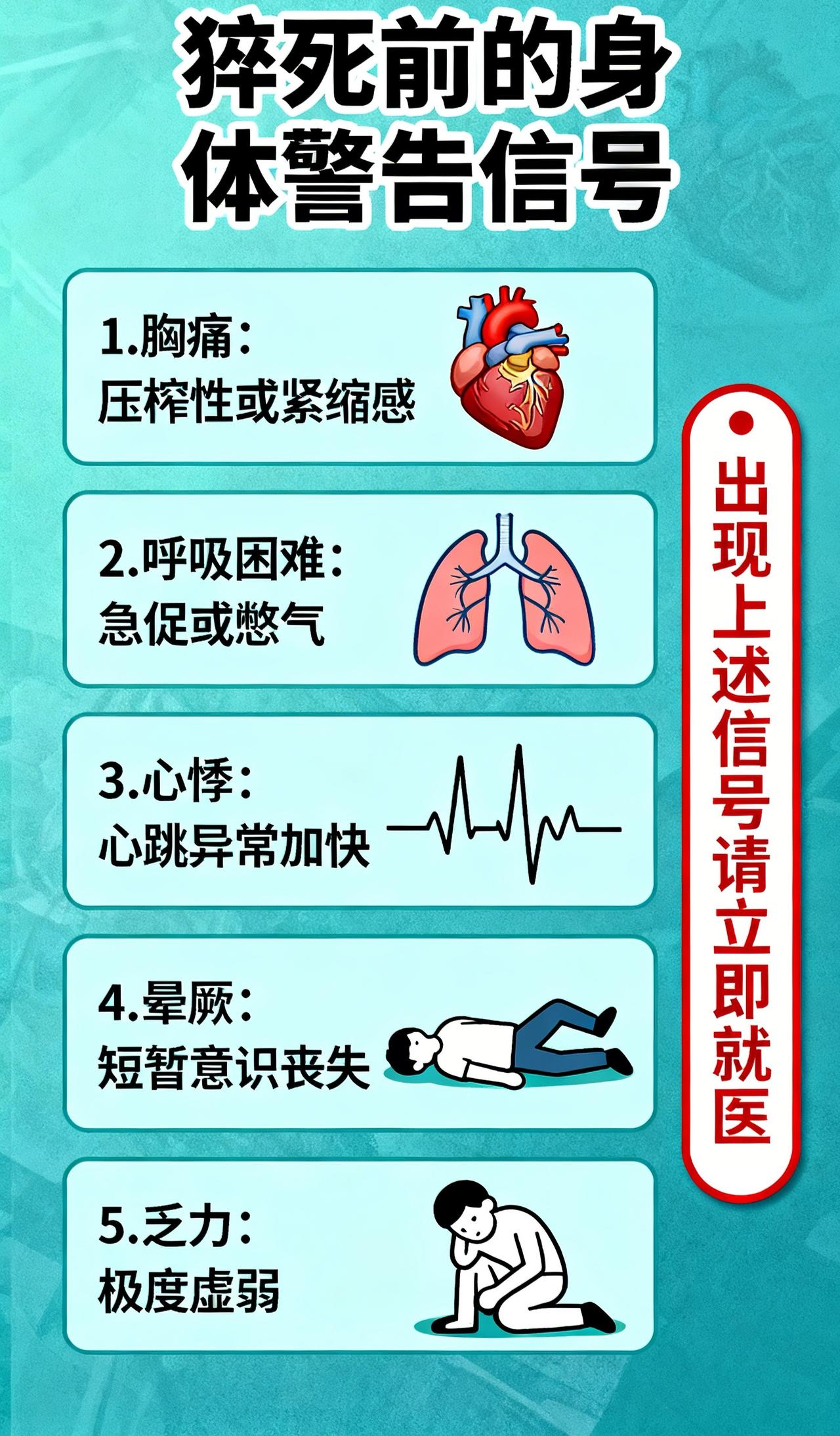 身体发出这些信号，是猝死前的最后“警告”！很多人却一忍再忍……你是否曾感到胸