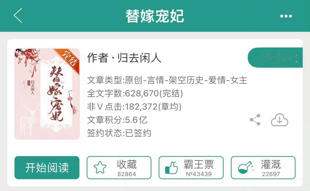 小说推荐；《替嫁宠妃》作者:归去闲人简评：温柔聪慧美人vs冷清傲娇王爷，替嫁梗