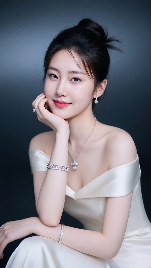 优雅白裙，甜美笑容，气质女神💖✨