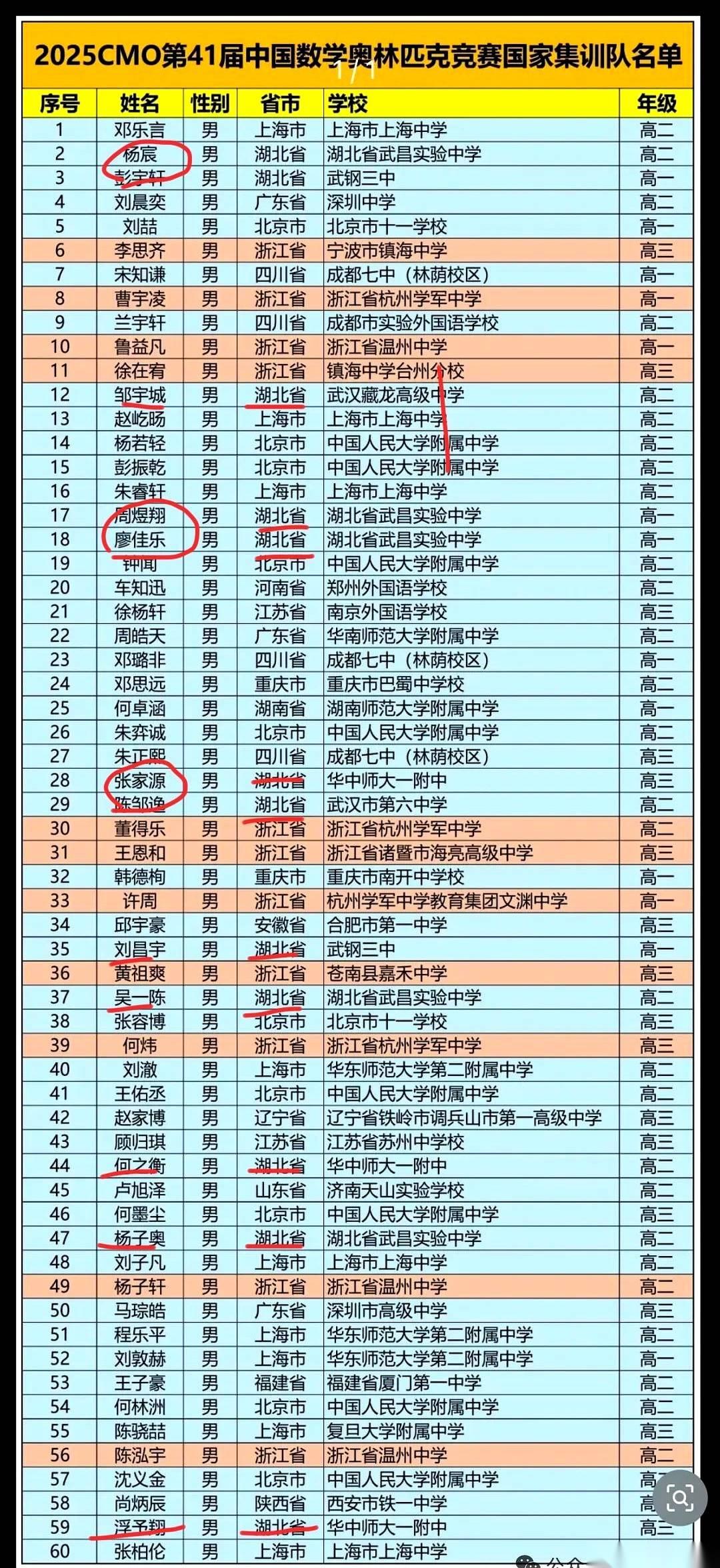 刷到一个名单，手都抖了一下。一个13岁的小孩，叫刘喆，冲进了国家数学集训队，全