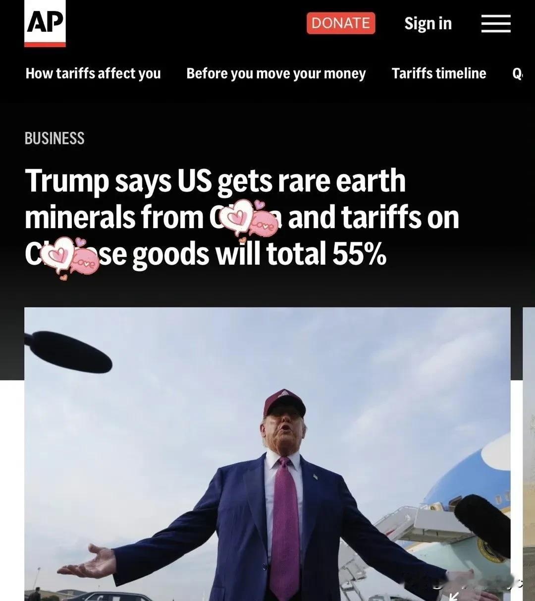 Trump:谈好了，中同意稀tu出口，美继续允许留学中➡️美商品总关税
