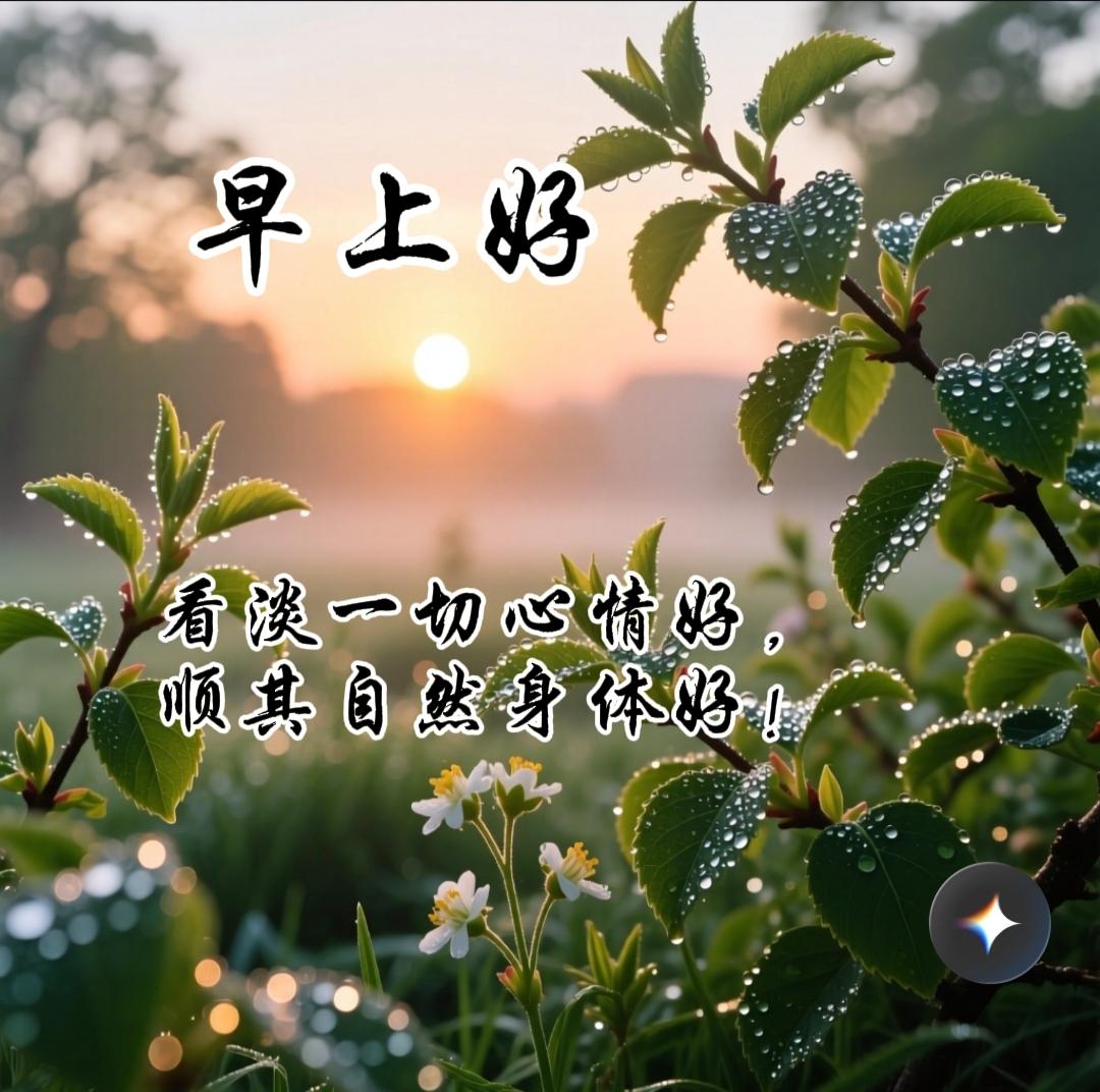 分享早安图片今天送你六个好，先把自己照顾好，看淡一切心情好，顺其自然身体好，荤素