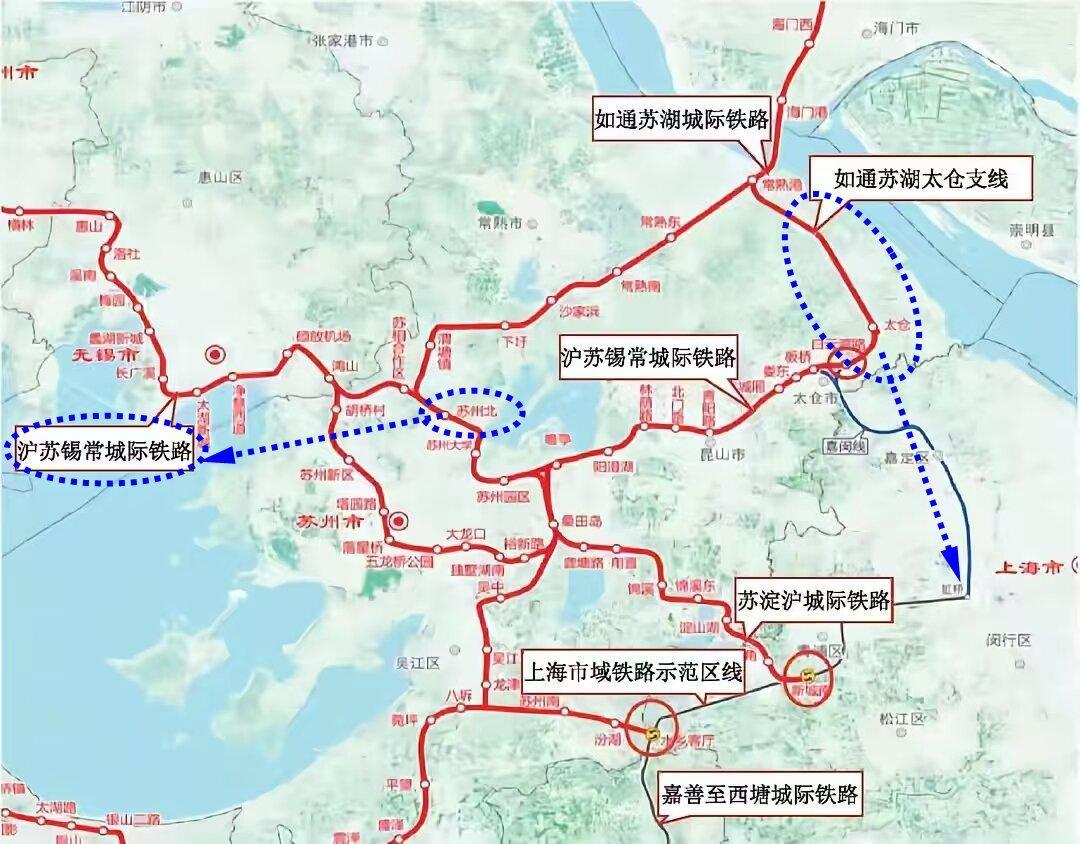如通苏湖，未来会有两条支线！一条去上海，一条去苏锡常？看到这张图，内心还是激