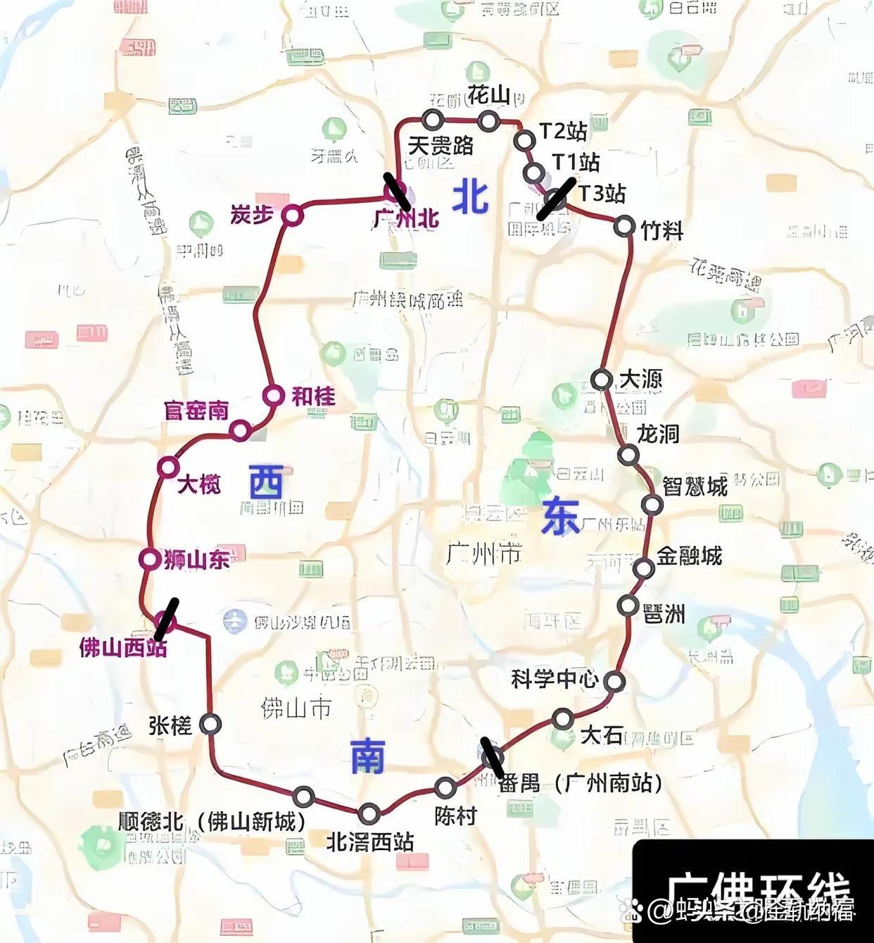 广佛城际环线即将闭环，东南北三个方向已经贯通运营了，仅剩西线的收尾工作了，来年可