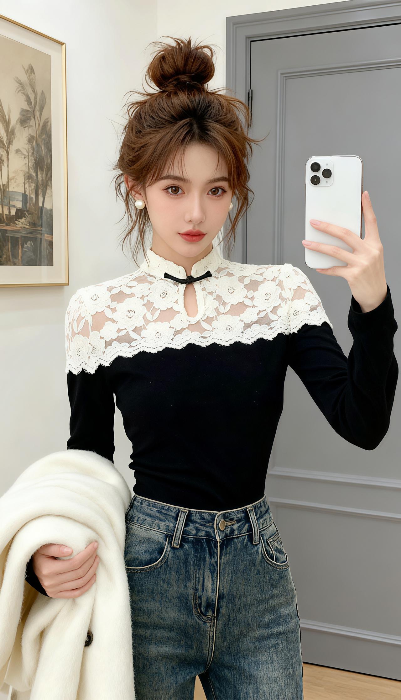 上衣穿搭蕾丝衫这也太好看了蕾丝打底衫内搭外穿都好看