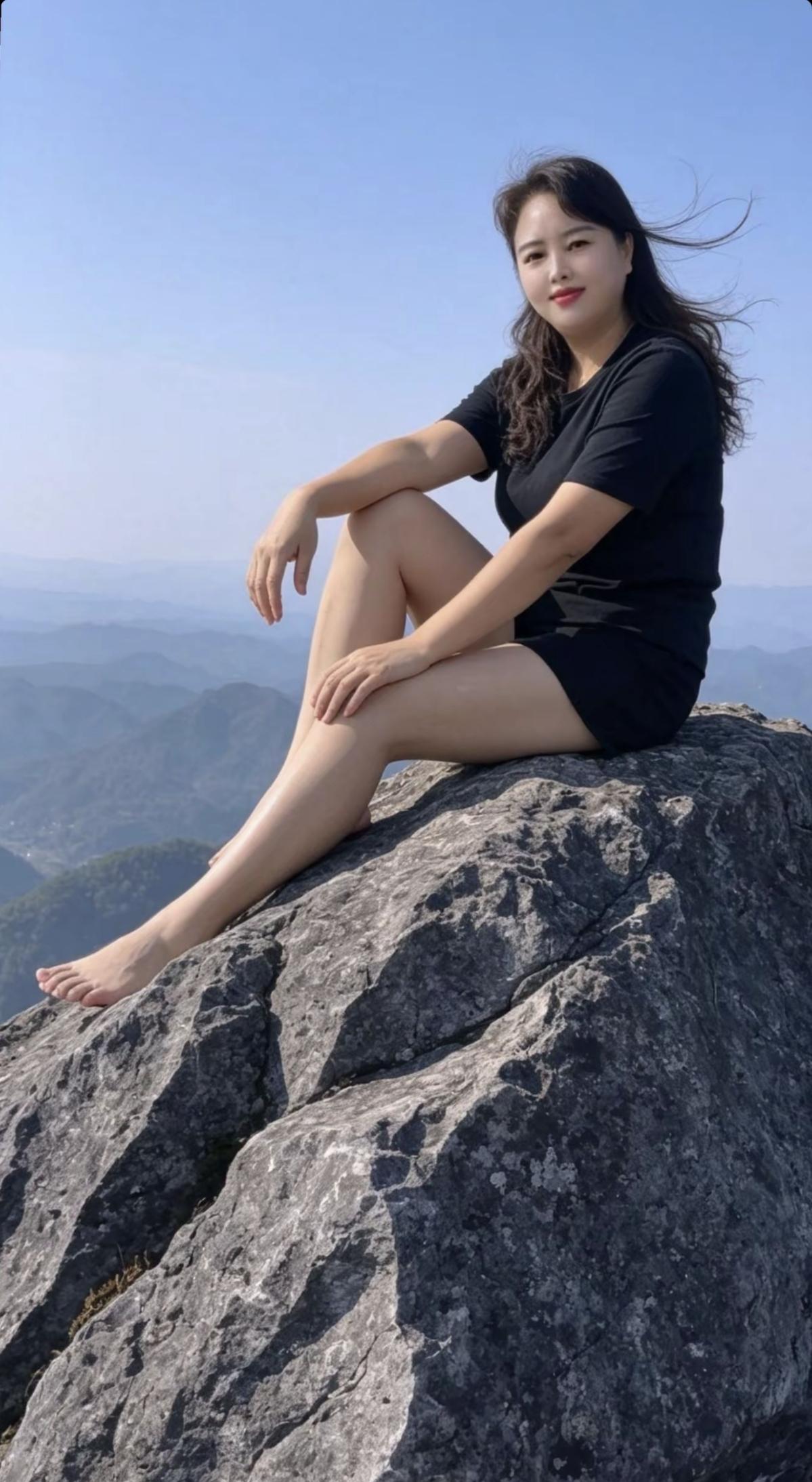 山巅一坐，心随云舒卷。