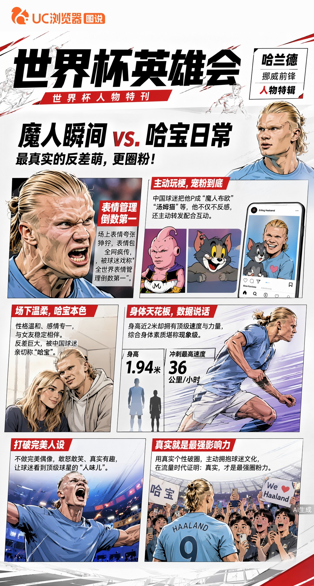 哈兰德表情管理倒数第一！场上魔人场下"哈宝"反差萌封神