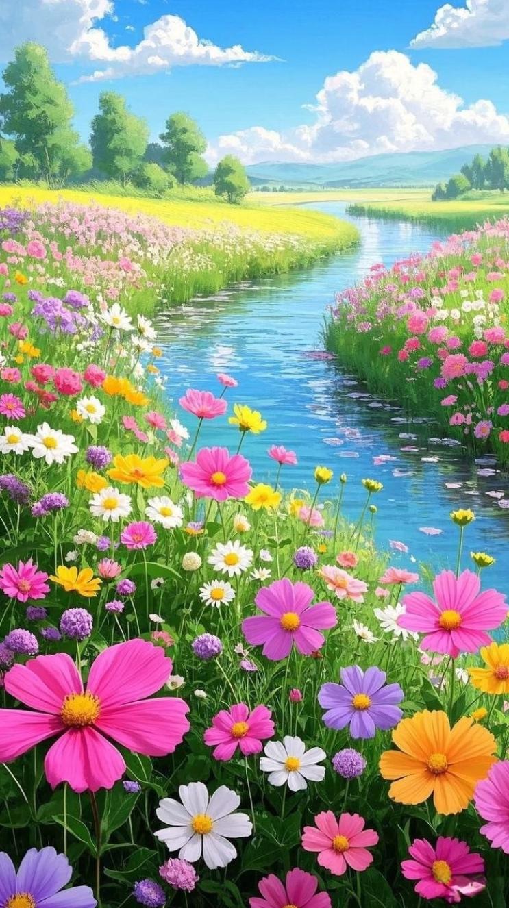 上联：春满神州花烂漫下联：秋临大地果丰盈