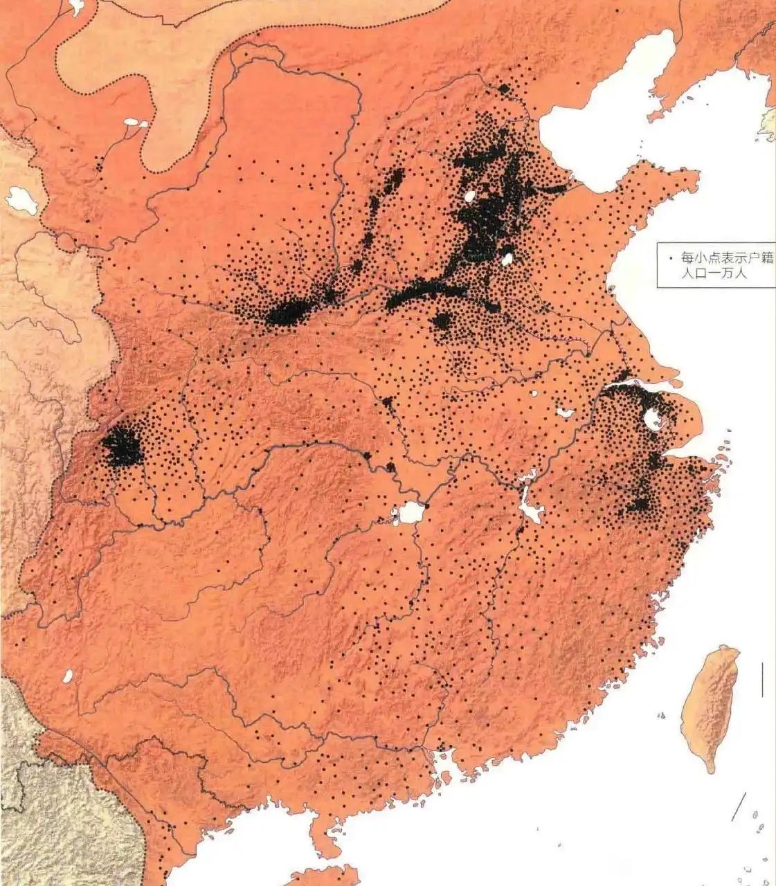 宋朝的成都，比广东繁华多了这是一张宋时期，中国人口的分布图，当时人口最密集的
