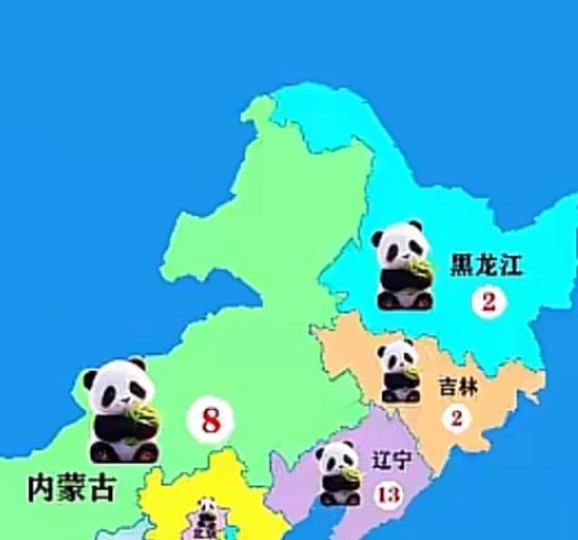 令人惊讶的是，辽宁竟拥有13只大熊猫，近乎每个城市都能分到1只；反观吉林和黑龙江