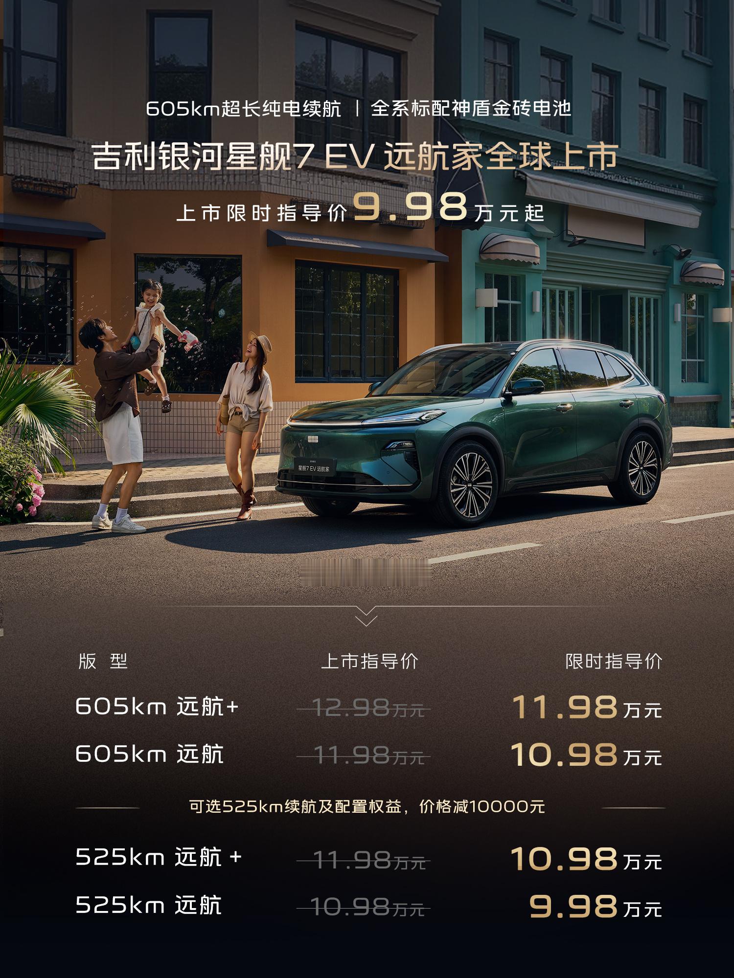 吉利银河星舰7EV远航家，聚焦普通家庭买纯电的核心痛点——续航虚、补能烦、空间
