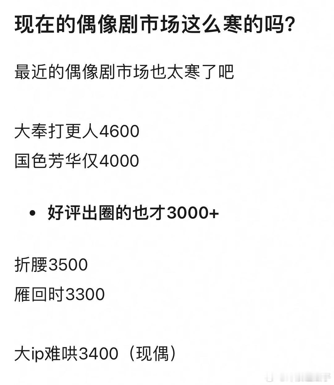 与其说寒，不如说业界没拿出好看的剧啊，真按我标准今年还没一部好看的偶，真好看不至