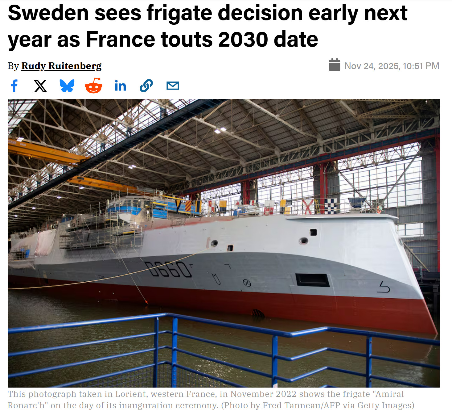 瑞典将于明年初敲定护卫舰选型——理想状态下希望在2030年前获得2艘，2035年