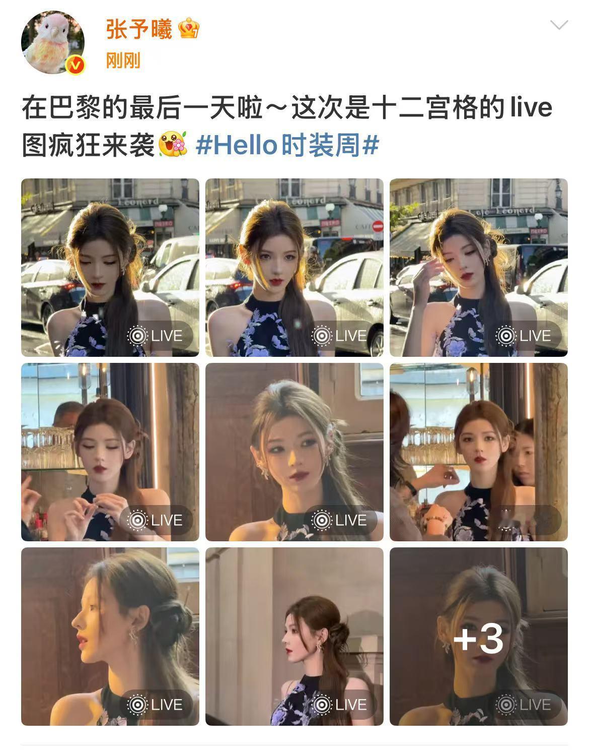 张予曦在巴黎的最后一天张予曦十二宫格live图张予曦十二宫格live图，好美，喜