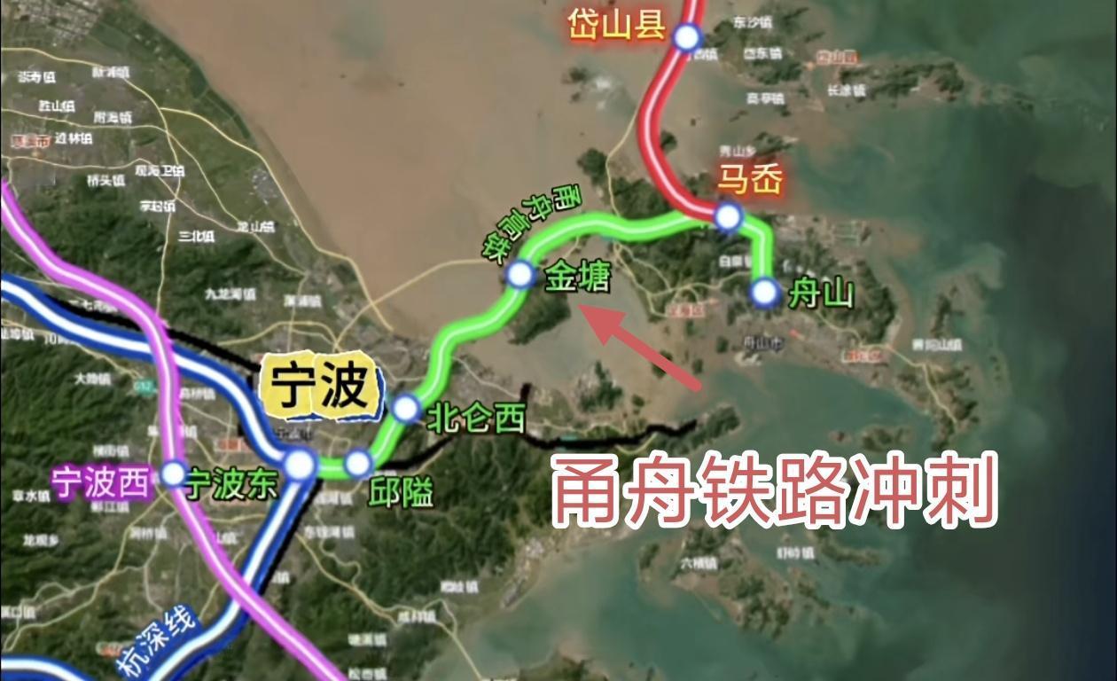 甬舟铁路冲刺！金塘海底隧道宁波侧掘进破4000米，距海中对接点不足千米。舟山境内